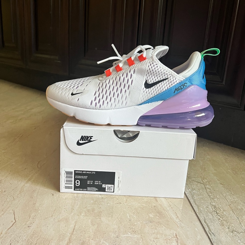 Nike AirMax 270 9 sneaker new white + purple + orange